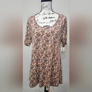 LulaRoe Women's Perfect T Multicolor Half Sleeve Tunic Size Large NWT